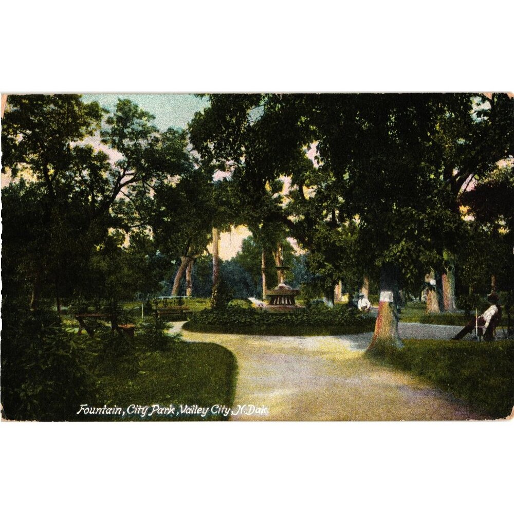 Vintage 1912 Postcard Fountain City Park Valley City N. Dak Handwritten Message